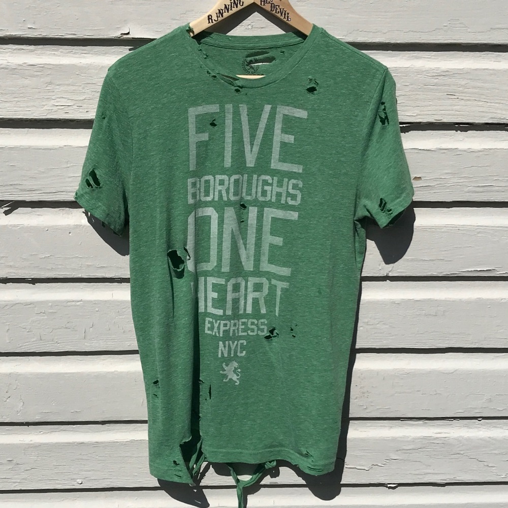 CUSTOM | extra distressed Green NYC graphic Tee